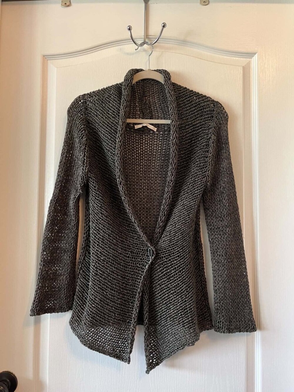 D. Exterior Chunky Ribbed Knit Cardigan Sweater for Women's size Medium Green